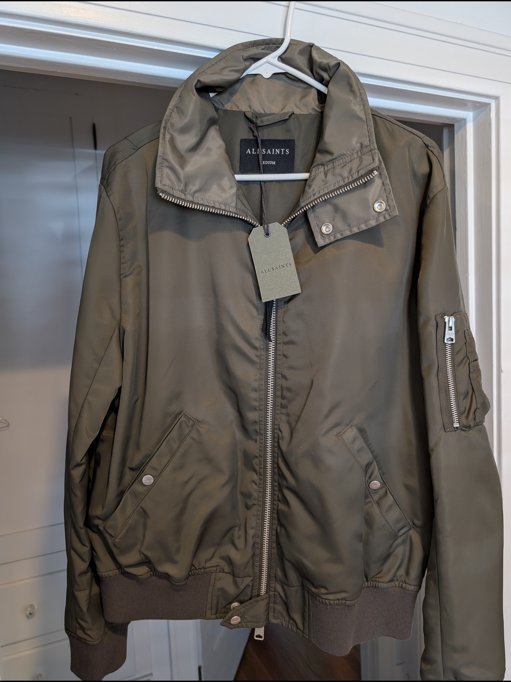 All Saints Olive Green Bomber Jacket – Men's "Torn" Bomber MJO56U